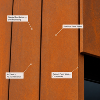 Tôle en acier Corten 2-3 mm ASTM A588 A242, tôle d'acier résistante aux intempéries pour aménagement paysager, bardage, façade de bâtiment extérieur, taille personnalisée