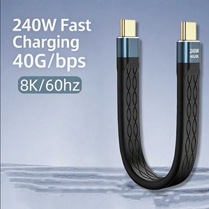 AWELL 240W Type-<b>C</b> to Type-<b>C</b> FPC Flat <b>Cable</b> 40Gbps Data Transfer 8K@60Hz Video PD Fast Charging Short Flexible <b>Cable</b> - Product Image 3