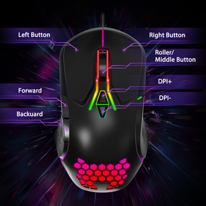Onikuma-ratón óptico con cable <span class=keywords><strong>CW902</strong></span> para juegos, Mouse ligero con retroiluminación RGB, USB, ergonómico, brillante - Product Image 3