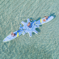 Plateforme ronde gonflable pour parc aquatique à double couche de 3,2 mètres de diamètre, île flottante, ponton, aqua sup, quai de yoga, peut accueillir jusqu'à 8 personnes