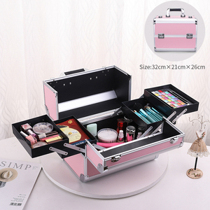 Offre Spéciale femmes multi trayers aluminium argent <span class=keywords><strong>mallette</strong></span> de maquillage professionnel voyage brillant stockage beauté étui maquillage - Product Image 5