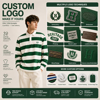 Camiseta Polo de Manga Larga a Rayas OEM/ODM para Hombre, Camiseta de Rugby de Poliéster Resistente a las Arrugas, Logotipo Bordado Personalizado, Camiseta Polo Informal