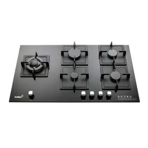 Xunda China Wholesale Tempered Glass Built-in Gas Cooktops 5 Burner Equipment Gas Multi Cooker Stove