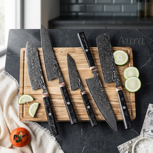 Couteaux de Chef Faits Main en Acier Carbone avec Manche en Résine et Étui en Cuir, Finition Vintage Poli Miroir – Vente en Gros de Couteaux de Survie et de Chasse - Product Image 2