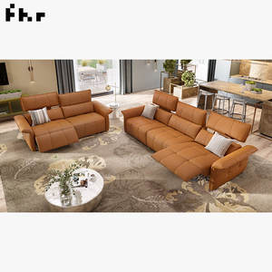 ชุดโซฟาปรับเอนอัตโนมัติแบบ3ที่นั่งสีแดง2 1, โซฟาหนังแท้ดีไซน์เรียบง่ายแบบอิตาลี - Product Image 2