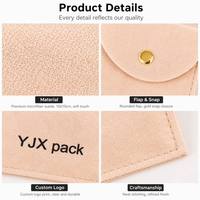 Pochette à bijoux personnalisée en microfibre suédée avec fermeture à pression |   Pochette à rabat en suède pour bijoux avec logo OEM, vente en gros, MOQ 200