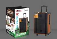 Saeapu TTD-K12 Altavoz Portátil con Ruedas de 12 Pulgadas, Gabinete de Madera Inalámbrico con Iluminación LED RGB