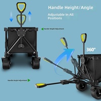 Chariot de camping pliable à quatre roues en acier carbone avec roues tout-terrain, design portable à pousser et tirer YC TC-77 pour usage extérieur
