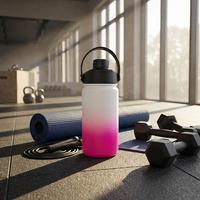 Bouteille isotherme portable en acier inoxydable violet moderne avec logo personnalisé, couvercle anti-fuite et poignée, sans BPA, 350 ml (12 oz), double paroi sous vide pour le voyage