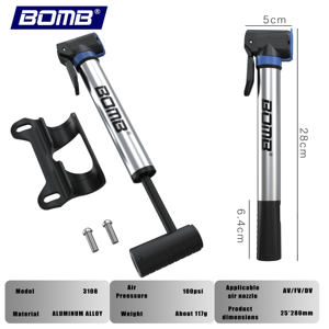 Pompe à vélo en aluminium BOMA 120 psi, outil de gonflage manuel avec adaptateur de buse pour le cyclisme - Product Image 6