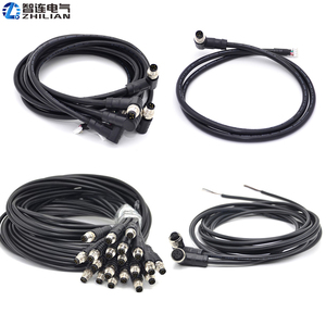 Câble de capteur à surmoulage M12 à angle droit, 2-8 broches, 1/3/5 mètres, étanche IP67, contacts en laiton plaqué or, câble vert/noir - Product Image 5