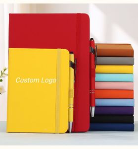 Articles de papeterie promotionnels, carnet A5 en cuir PU, couverture rigide, cadeau d'entreprise, logo personnalisé, ensemble de stylos de bureau, 192 pages - Product Image 1