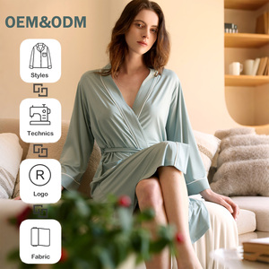 Albornoz de Verano al por Mayor, Albornoz de Lujo para <span class=keywords><strong>el</strong></span> Hogar, Colores Personalizados, Albornoces Elegantes y Suaves para <span class=keywords><strong>Mujer</strong></span>, Ropa de Dormir de Bambú - Product Image 1