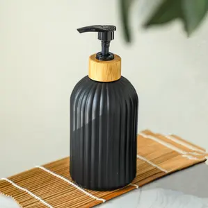 Badezimmer schwarz Glas Dusch gel Flasche Edelstahl Pumpen kopf Qualität Luxus Großhandel Flüssig seifensp ender