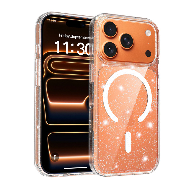 For iPhone 17 18 Pro Max Case Clear Crystal Glitter Bling Magnetic Phone Case Shockproof Sparkly Cute Women Girl Phone Cover