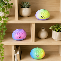 Jouet Squishy en PU Rainbow Bao Bun avec visage mignon et couleurs dégradées pastel