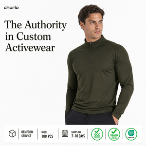 Charlo Men Long Sleeve Training <b>Shirt</b> Quick Dry Performance Fit Quarter <b>Zip</b> Pullover Gym Wholesale Custom OEM GCC - Product Image 1