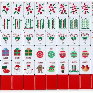 Christmas-themed American Mahjong Tile Set Portable Acrylic Tiles Measuring 1.2 Inches for Adult Social Mahjong <b>Entertainment</b> - Product Image 1