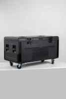 Valise de transport noire en PE pour pupitres de musique ; dotée de poignées latérales, d'un design empilable et d'une impression de logo personnalisable.