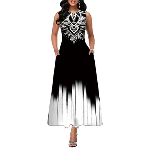 Лидер продаж, Африканское женское модное богемное платье с V-образным вырезом и цветочным принтом