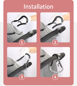 D hình dạng bền Heavy-Duty một tay hoạt động Hợp Kim Nhôm Xe đẩy tã túi móc Xe đẩy móc kim loại - Product Image 3