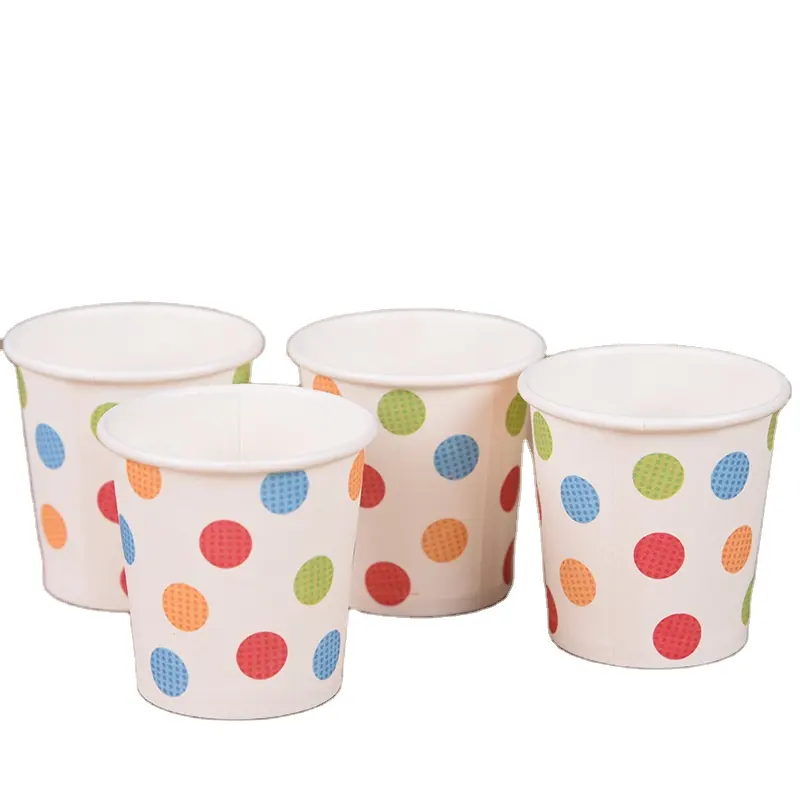 6OZ simple design color dot flexo printing coffee mug can be customized logo