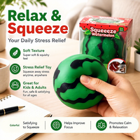 Jouet Squishy Géant Pastèque à Presser, Jouet Anti-Stress en Forme de Fruit Rempli de Liquide avec Boîte d'Affichage Couleur