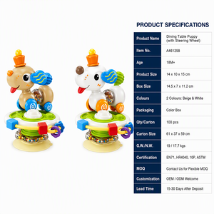 Suction Cup Spinning Toy High Chair Baby Rattle Toys with Steering Wheel <strong>Telescopic</strong> Dog Sensory Toy Set for Toddlers 18 Months - Product Image 2