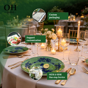 Vente en gros usine : Service de table Richard Green Rhododendrons en porcelaine fine, fait main, écologique, pour la location de banquets de mariage - Product Image 5