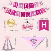 Fournitures pour fête d'anniversaire de chien : Chapeau d'anniversaire pour chien, bandana, foulard avec nœud papillon mignon, ballons à drapeaux pour animaux de compagnie de petite et moyenne taille