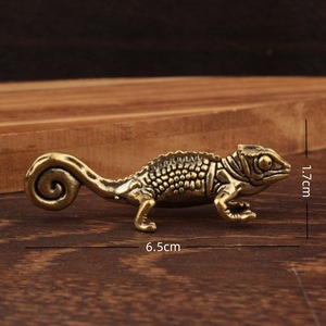 Figura de Camaleón de Latón, Decoración Vintage de Animales, Adorno Artesanal para el Hogar y Escritorio - Product Image 4