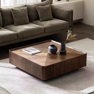 Italian Minimalist <strong>Black</strong> Walnut Solid Wood Coffee <strong>Table</strong> Square Storage Nordic Furniture Modern <strong>Small</strong> House Coffee <strong>Table</strong> - Product Image 3