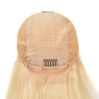 Perruques brésiliennes blondes 613 de 12 à 28 pouces, grade 10A, vierges, naturelles, avec frontal 13*6 en dentelle, densité 180%, pour femmes noires