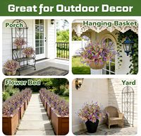 Plantes artificielles d'extérieur, 20 lots, en tissu mat, fausses plantes pour jardinières extérieures, verdure réaliste de Coleus, fleurs violettes
