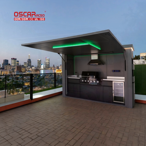 Unidad con Puertas Plegables para Transición Interior-Exterior, Resistente a la Humedad, para Jardín, <span class=keywords><strong>Terraza</strong></span>, Patio, con Área para Refrigerador, Cocina Exterior - Product Image 1