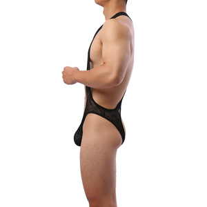 Sous-vêtements en dentelle, <span class=keywords><strong>lingerie</strong></span> sexy, <span class=keywords><strong>body</strong></span> sculptant pour <span class=keywords><strong>homme</strong></span>, combinaison noire - Product Image 3