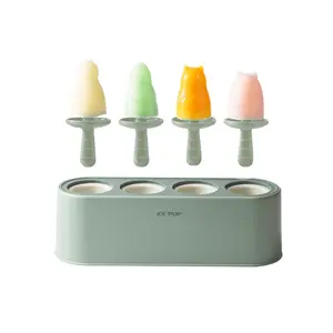 4 Stuks Easy Release Ijs Mallen Herbruikbare Diy Pop Mallen Siliconen Ijslolly Maker Ijslolly Mold Set