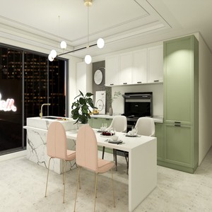 Cuisine Modulaire Moderne Haut de Gamme <span class=keywords><strong>CHIFFO</strong></span>, Ensemble Complet avec Portes en Verre, Design Écologique, Plans de Travail en Quartz, pour Appartement - Product Image 3