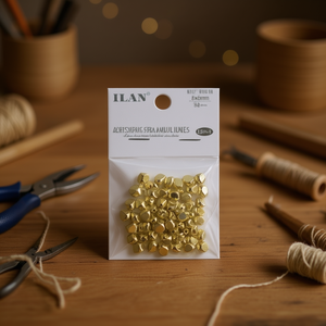 Perline Metalliche Ilan 8x6mm Dorate Poligonali per Lavori Artigianali - Product Image 3