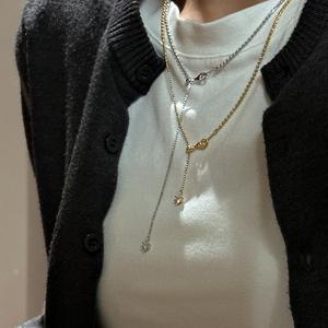 S925 Pure Silver Cut Bead Necklace with Niche Design Simple Vintage Style <b>Peacock</b> Stone Collarbone Chain Fashion Sweater Chain - Product Image 2