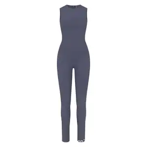 Plus-Größe Körperformer Jumpsuit Badeanzug sexy ärmellos nahtlos solide Farbe eng passende Lifting Gesäß aus Baumwolle