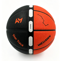 WELLMAN YWQ-701 Ballon de basketball en PU à 16 panneaux, à moitié rainuré, taille 7, couleur personnalisable, logo OEM pour club/équipe