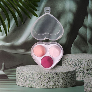 Juego de 3 Esponjas de Maquillaje, Brocha para Polvos, Esponja Cosmética con Caja de Regalo en Forma de Corazón - Product Image 4