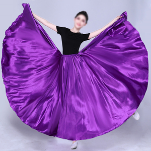 Falda Larga de Raso con Vuelo Amplio de 360/540/720 Grados para Mujer, Traje de Actuación en Escenario, Atuendo de Danza de Apertura, <span class=keywords><strong>Ropa</strong></span> de Práctica - Product Image 4