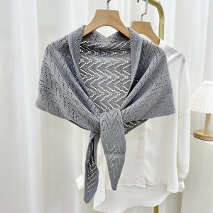 Bufandas de punto macramé estilo coreano japonés rayas triángulo chal verano moda accesorios bufanda chal mujer bufanda chaleco - Product Image 5