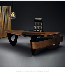 Taller de oficina de madera maciza moderno contemporáneo Escritorio de computadora Exquisito hecho a mano por CEO Muebles de oficina de madera únicos - Product Image 5