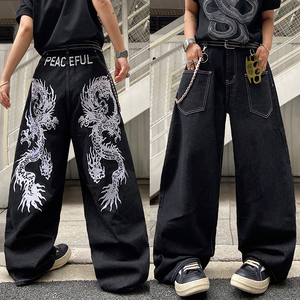 <span class=keywords><strong>Pantalon</strong></span> en jean ample <span class=keywords><strong>noir</strong></span> de haute qualité pour homme, style décontracté, <span class=keywords><strong>streetwear</strong></span> hip-hop, imprimé - Product Image 6