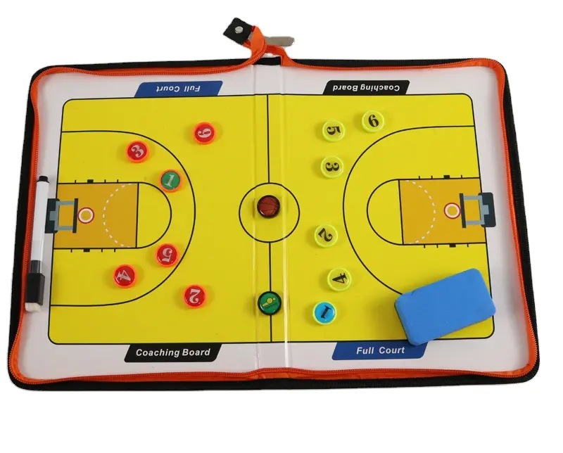 Basketbal Coaching Board Tactiek Klembord Pu Lederen Hoes Droog Uitwissen Strategie Magnetisch Tactisch Bord