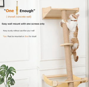 76 "tinggi ramping terhadap dinding pohon kucing dengan tempat tidur gantung kucing dinding furnitur untuk pendaki aktif dalam ruangan dengan hanya isap untuk jendela - Product Image 6