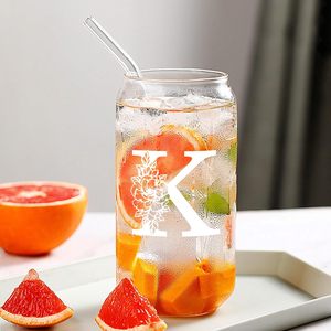 16oz thăng hoa thủy tinh với chữ cái món quà kỳ nghỉ Quà Tặng tùy chỉnh in quà tặng sinh nhật Matte mờ lọ thủy tinh với nắp & rơm - Product Image 3